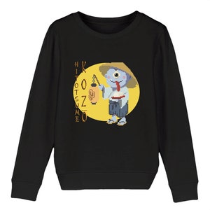 Printed children's sweatshirt organic cotton Yokai Hitotsume Kozo child spirit Japan pixel geek