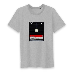 Printed men's t-shirt organic cotton 3 inches floppy disc computer retro geek nerd