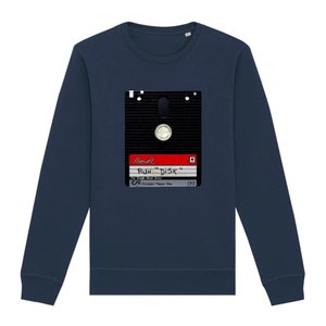 Printed unisex sweatshirt organic cotton 3 inches floppy disc computer retro geek nerd