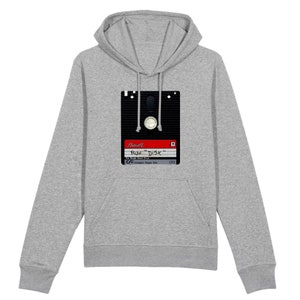 Printed unisex hoodie organic cotton 3 inches floppy disc computer retro geek nerd