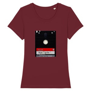 Printed women's t-shirt organic cotton 3 inches floppy disc computer retro geek nerd