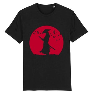 Printed unisex t-shirt organic cotton Samurai Shadow Ronin Japan geek