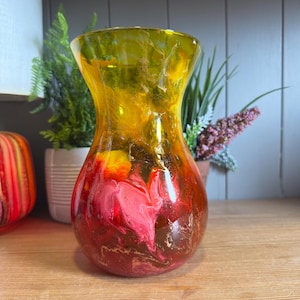 Hand decorated 18cm tall sunset design glass vase, ideal gift for new Home, friend, mum, wedding, thank you