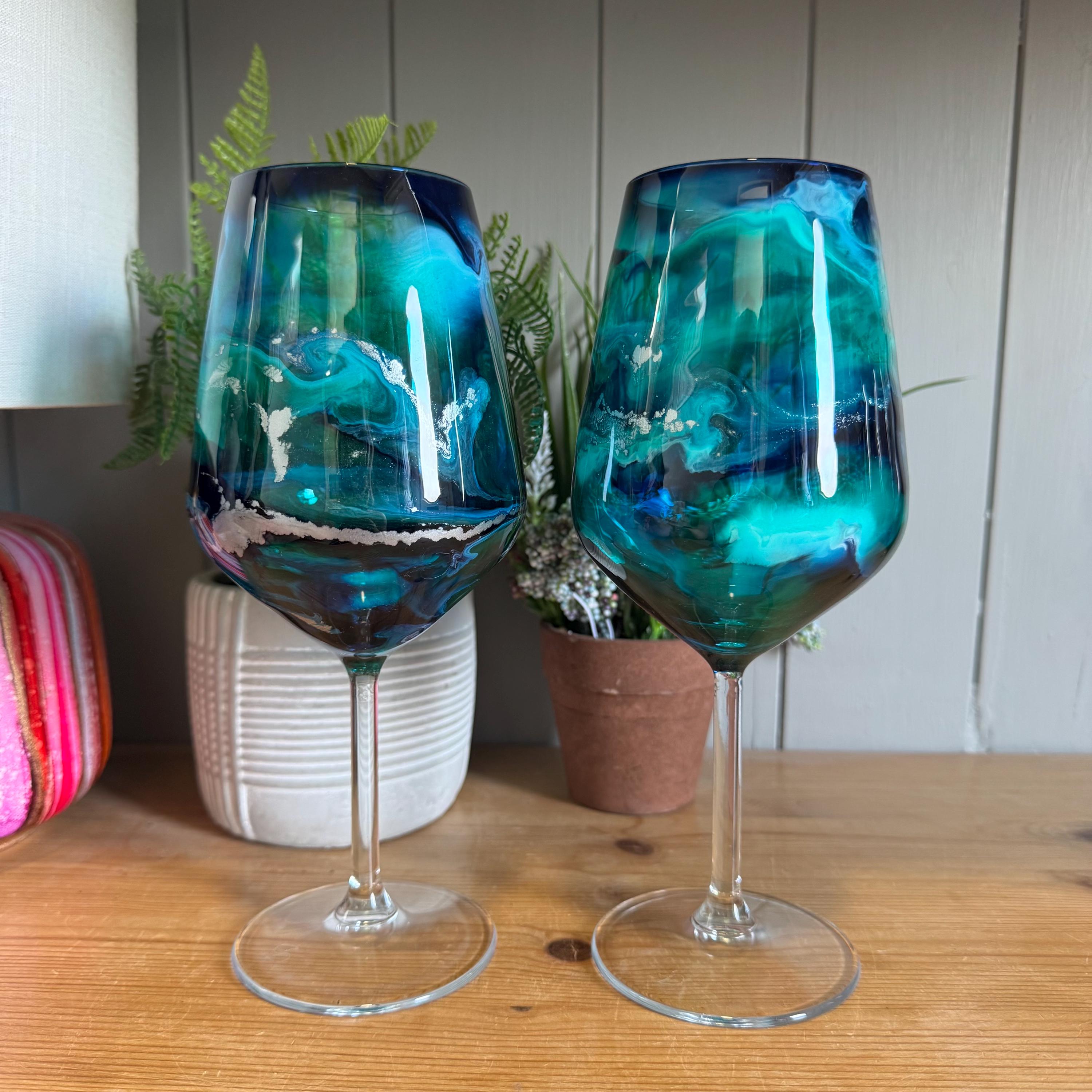 コバルトブルー カットガラス ワイングラス 4個セット Cobalt blue wine glass - Etsy 日本