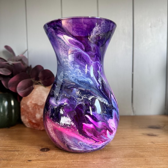 Flower Vase With Small Handle Clear Glass Vase Double Ear Decorative Handmade Air Bubbles Bluish Color Glass Vase For Centerpiece Home Decor
