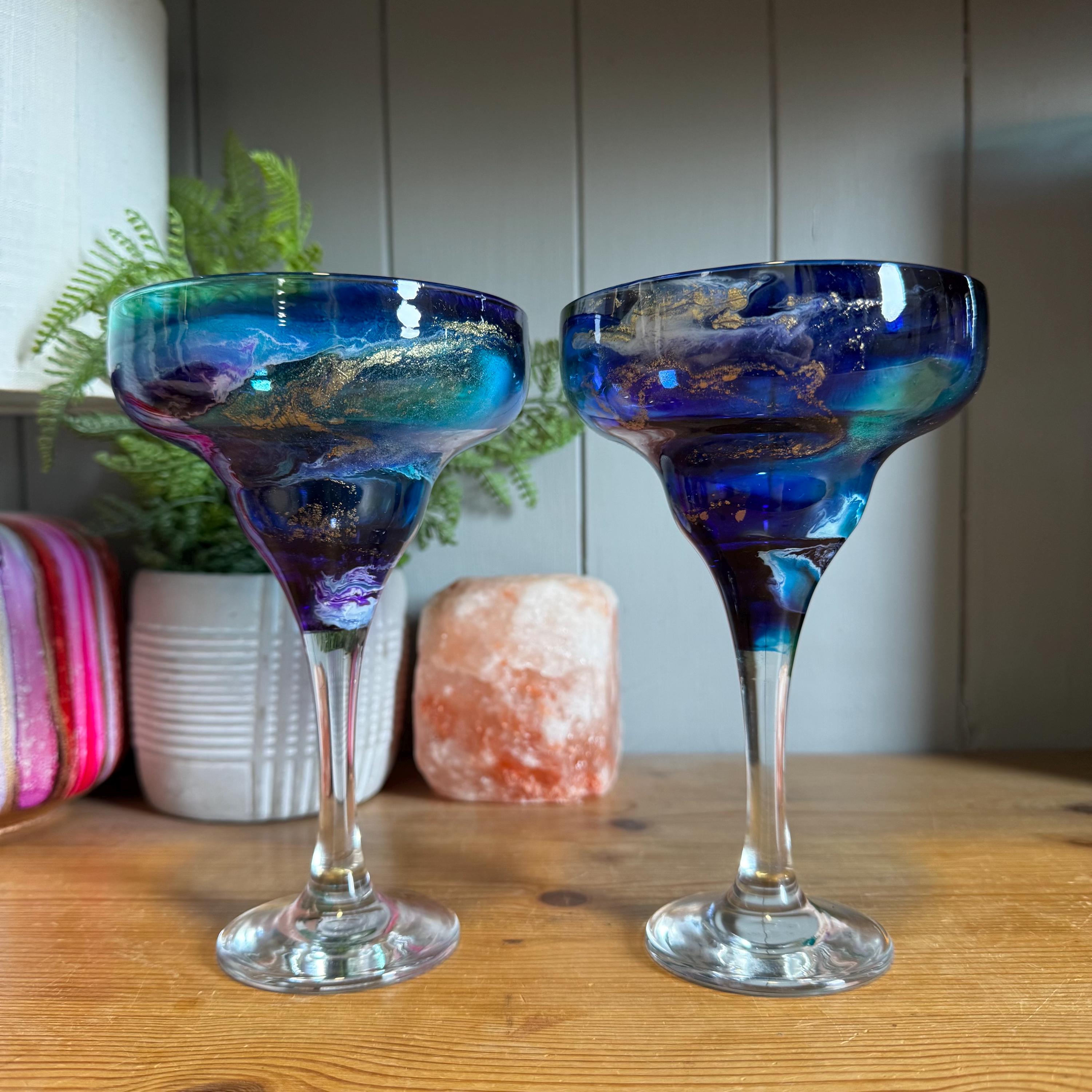 Blue cocktail glass