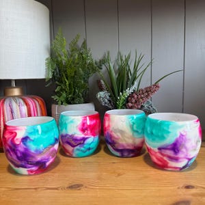 Hand Decorated Stemmed Wine Glasses: Pink, Purple, Turquoise & Silver