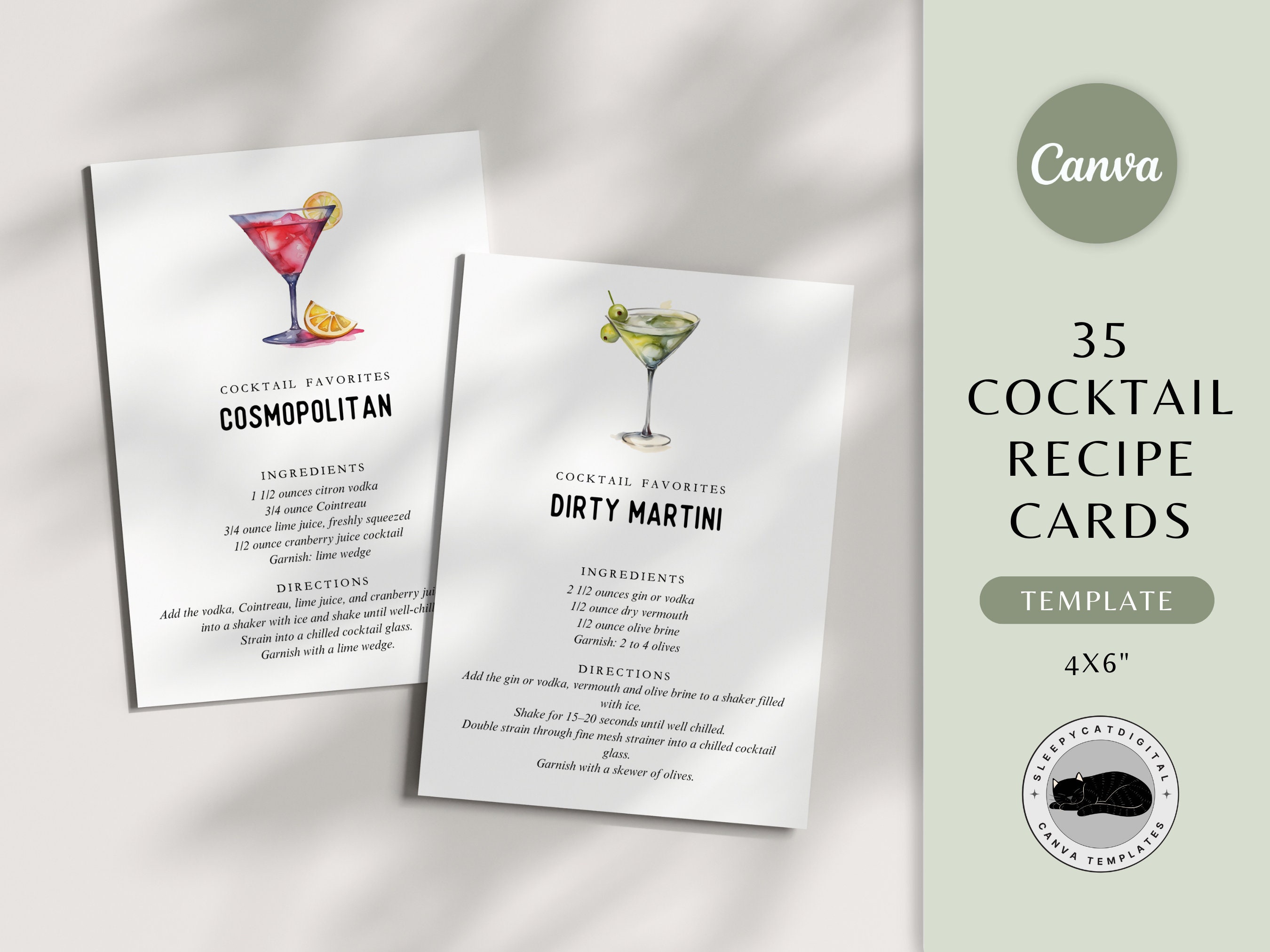 Cocktail Recipe Card Template - Il Fullxfull.4939711208 85wt 
