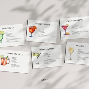 Cocktail Recipe Card Template, Editable Modern Drink Recipe Card ...