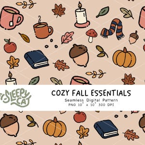 Fall Seamless PNG, Autumn Digital Paper Pattern, 300 DPI, 10 x 10 Inch