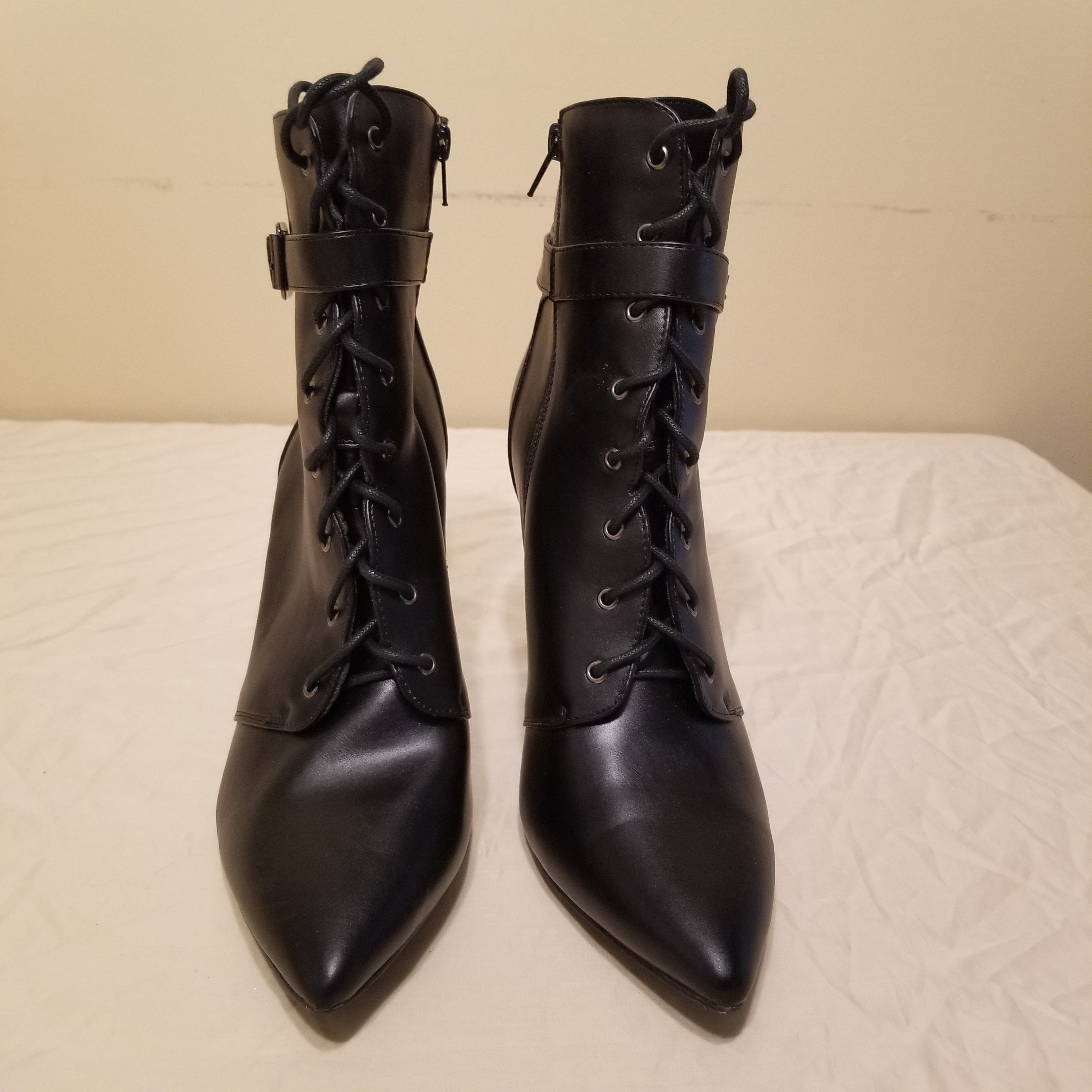 pointed toe black ankle boots