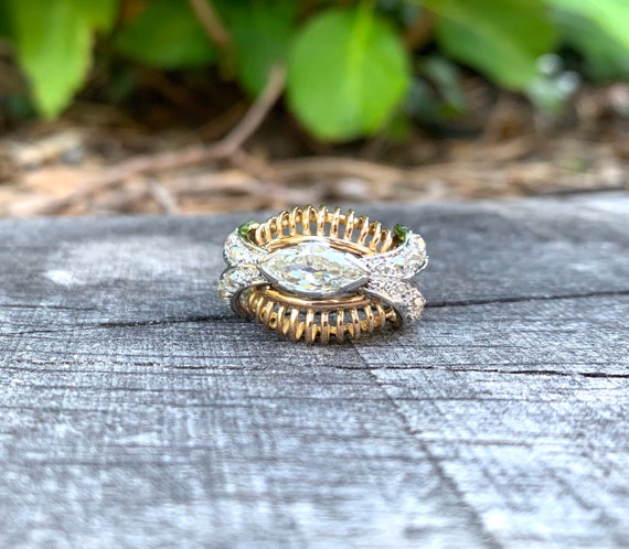 La Polochon" Antique ring in rose gold, platinum … - image 3