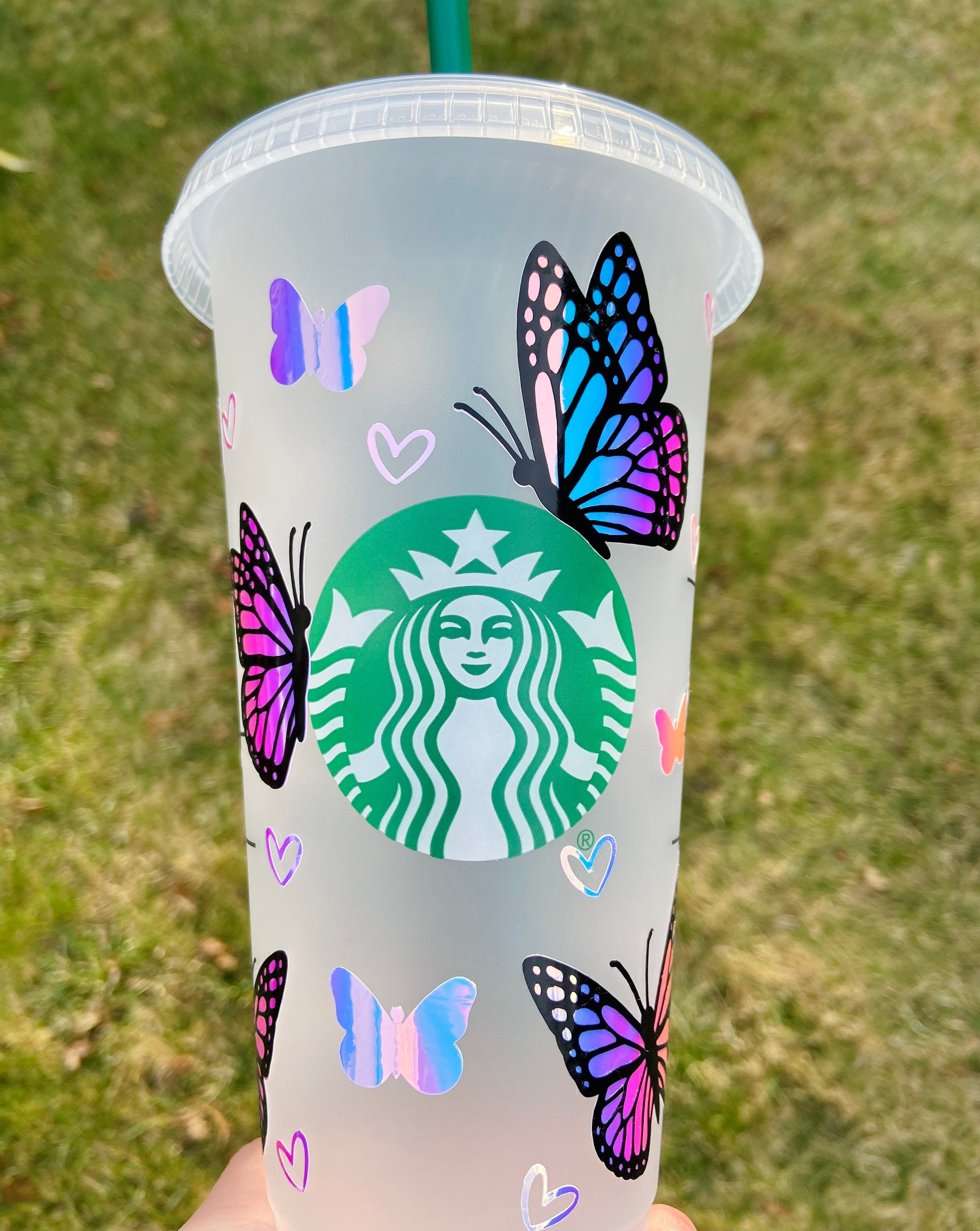 Starbucks, Dining, Customized Butterfly Starbucks Cold Cup