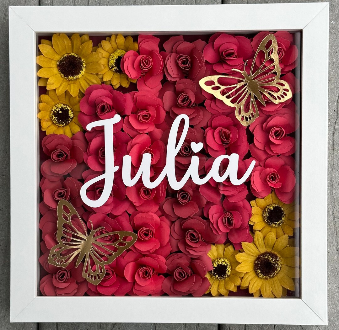 Custom Flower Shadow Box Personalized Shadow Box Valentines Gift Gifts ...