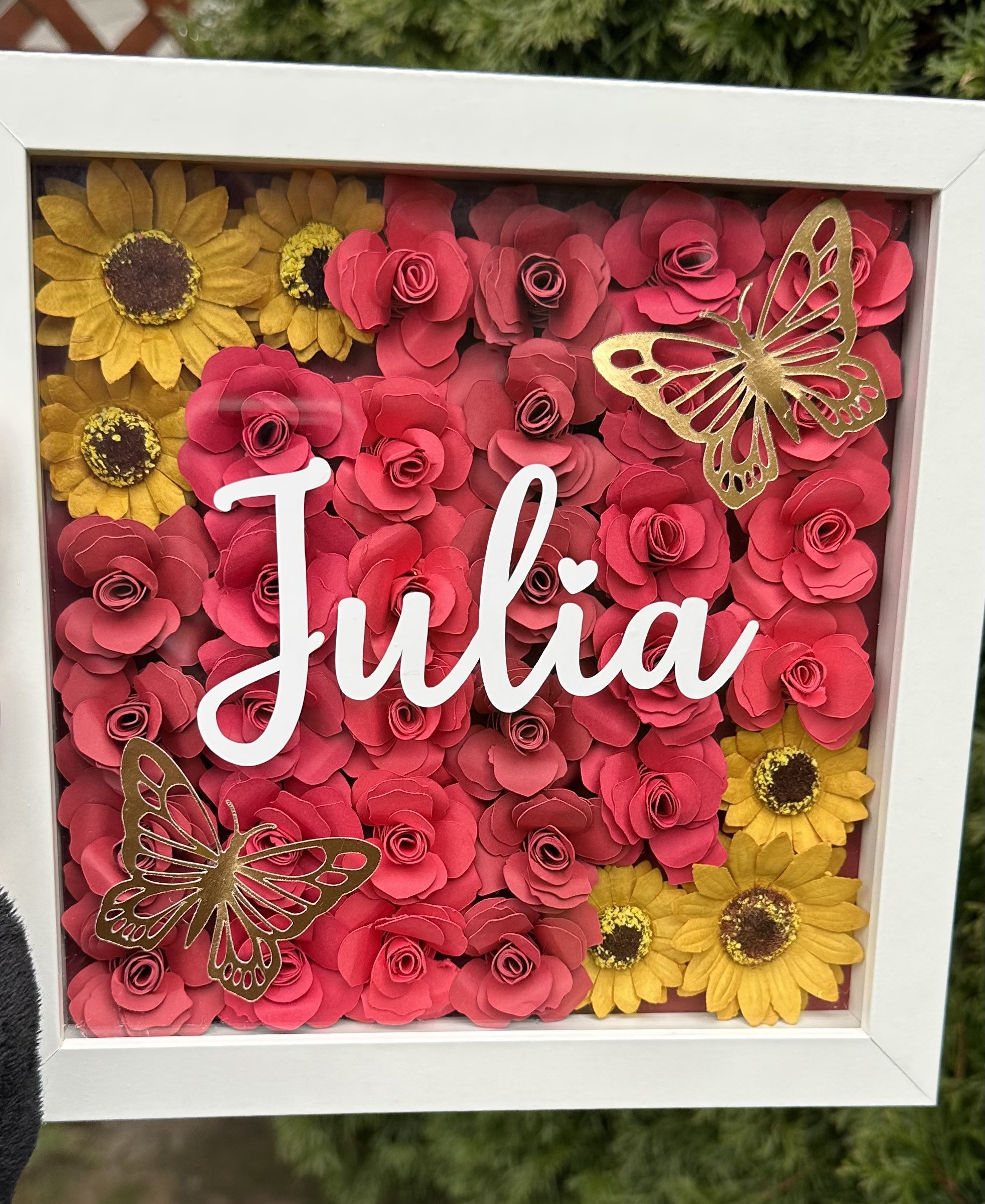 Custom Flower Shadow Box Personalized Shadow Box Valentines Gift Gifts ...