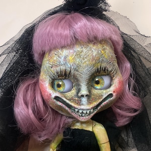 Hand sculptured fully customised  Blythe Happy Monster doll &quot;Joy&quot; - totally unique and one of a kind - UK doll artist