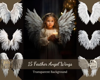 15 Feather Angel Wings Photo Overlays/Clipart Collection •Photoshop Overlay •Magic Fantasy Clipart Collection •Celestial Angel Wings Overlay