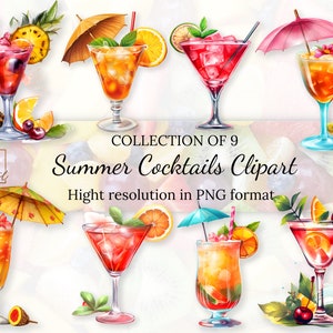 Summer Cocktails Clipart Collection 1 With Free Commercial License  • Summer Cocktails Ilustrations • Hight Resolution • PNG Format