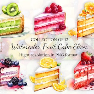 Aquarell Obstkuchen Scheibe Clipart Sammlung mit kostenloser kommerzieller Lizenz • Scheiben von Obstkuchen Ilustrationen • Hohe Auflösung PNG