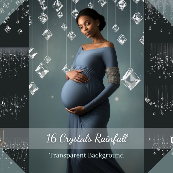 16 Crystal Rainfall Overlays/Clipart • Maternity Photoshop Overlay •Hanging Crystals Clipart• Realistic crystal curtain for any photo editor