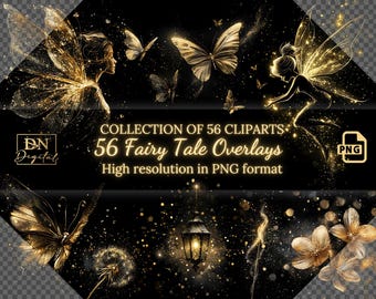 56 Fairy Tale Overlays/Clipart Collection • Translucent Graphics for Fantasy Photos •PNG Clip Art •Digital Overlays for any photo editor