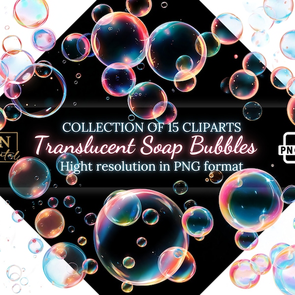 Translucent Soap Bubbles Overlays Clipart Collection • Ethereal Bubble Bliss Overlays  for Stunning Effects • PNG Clip Art •Digital Overlays