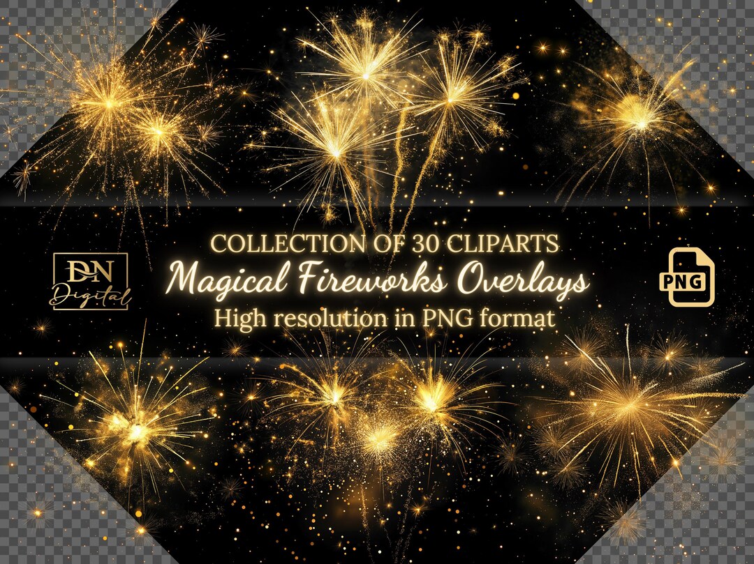 30 Magical Fireworks Overlays/clipart Collection • Translucent PNG Clip ...