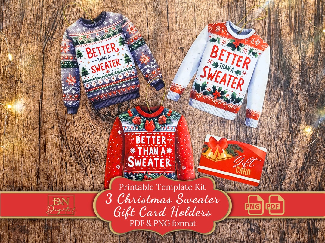 3 Christmas Sweater Gift Card Holder Templates Handmade Christmas Funny
