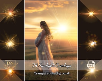 24 Sunlight Overlays/Clipart • Sun Flare Photoshop Overlay • Sunset Layer • Sunshine Clipart • Sunlight Overlays for any photo editor