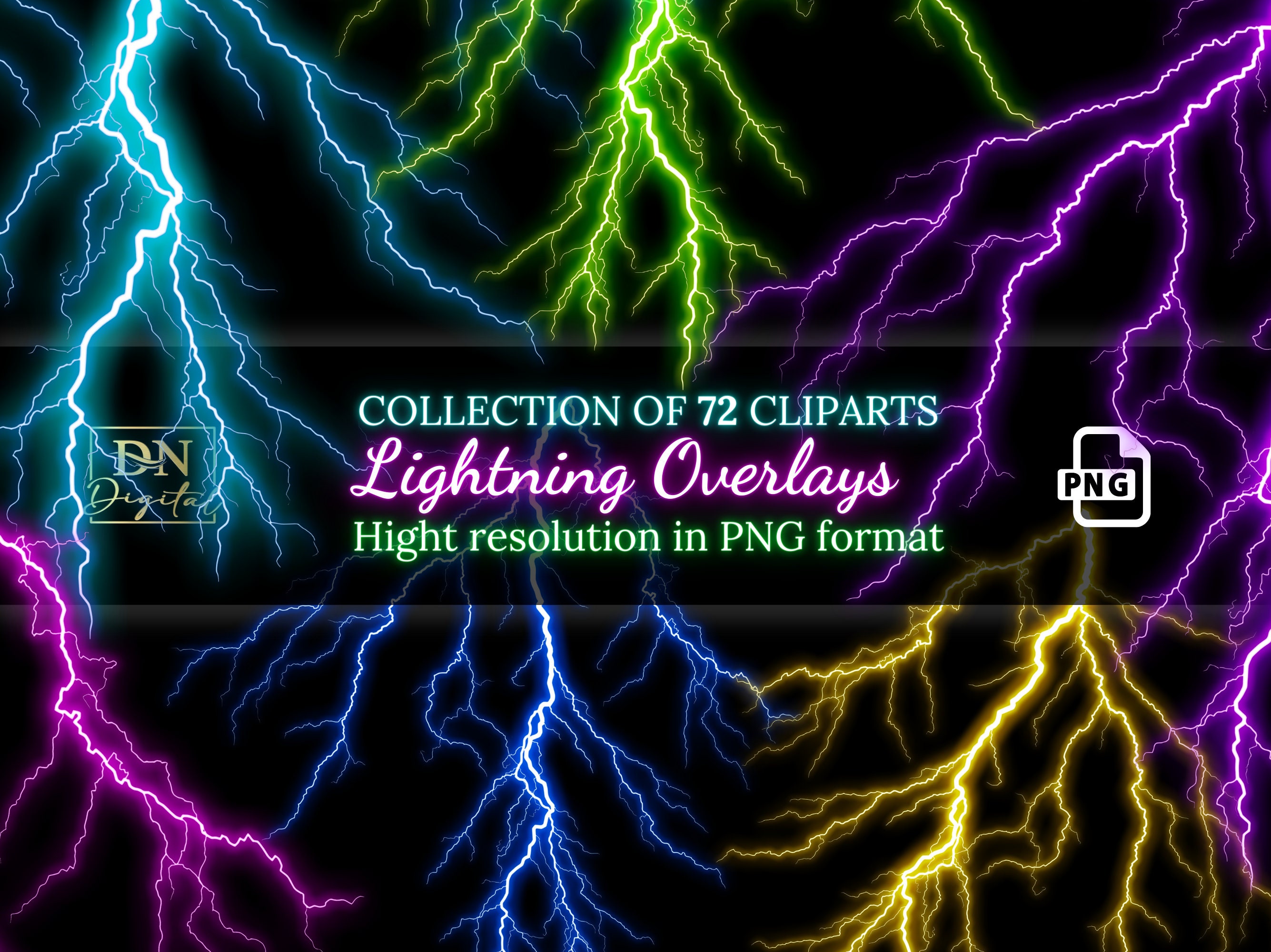 72 Lightning Overlays Clipart Collection Electrifying Etsy