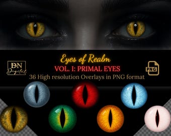 Eyes of Realm Overlays/Clipart Collection • High-Res Primal Eye Elements for Portrait Retouching • Fantasy Art & Digital Makeup •PNG Format