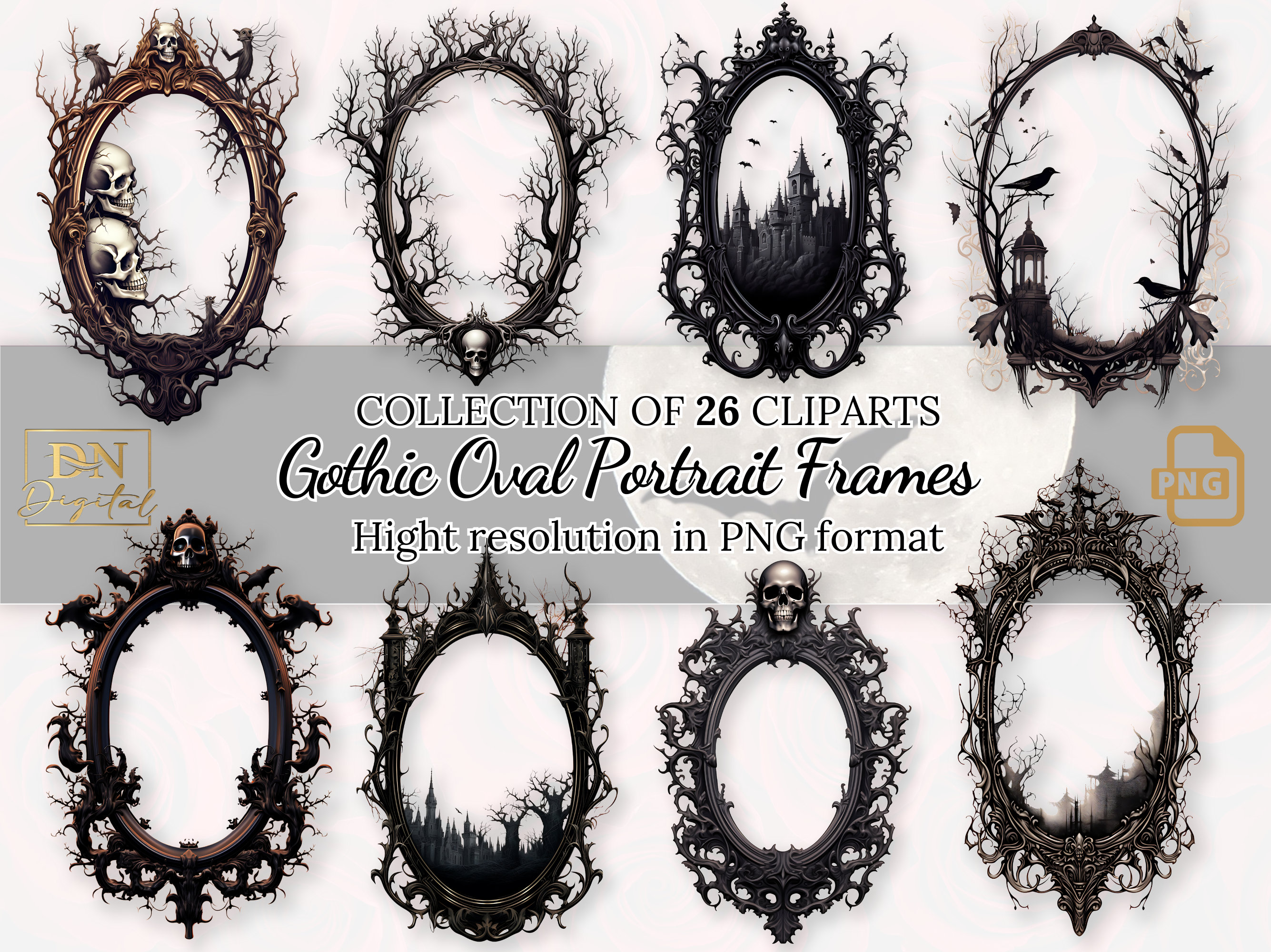 Gothic Oval Portrait Frames Clipart Collection With Free Commercial