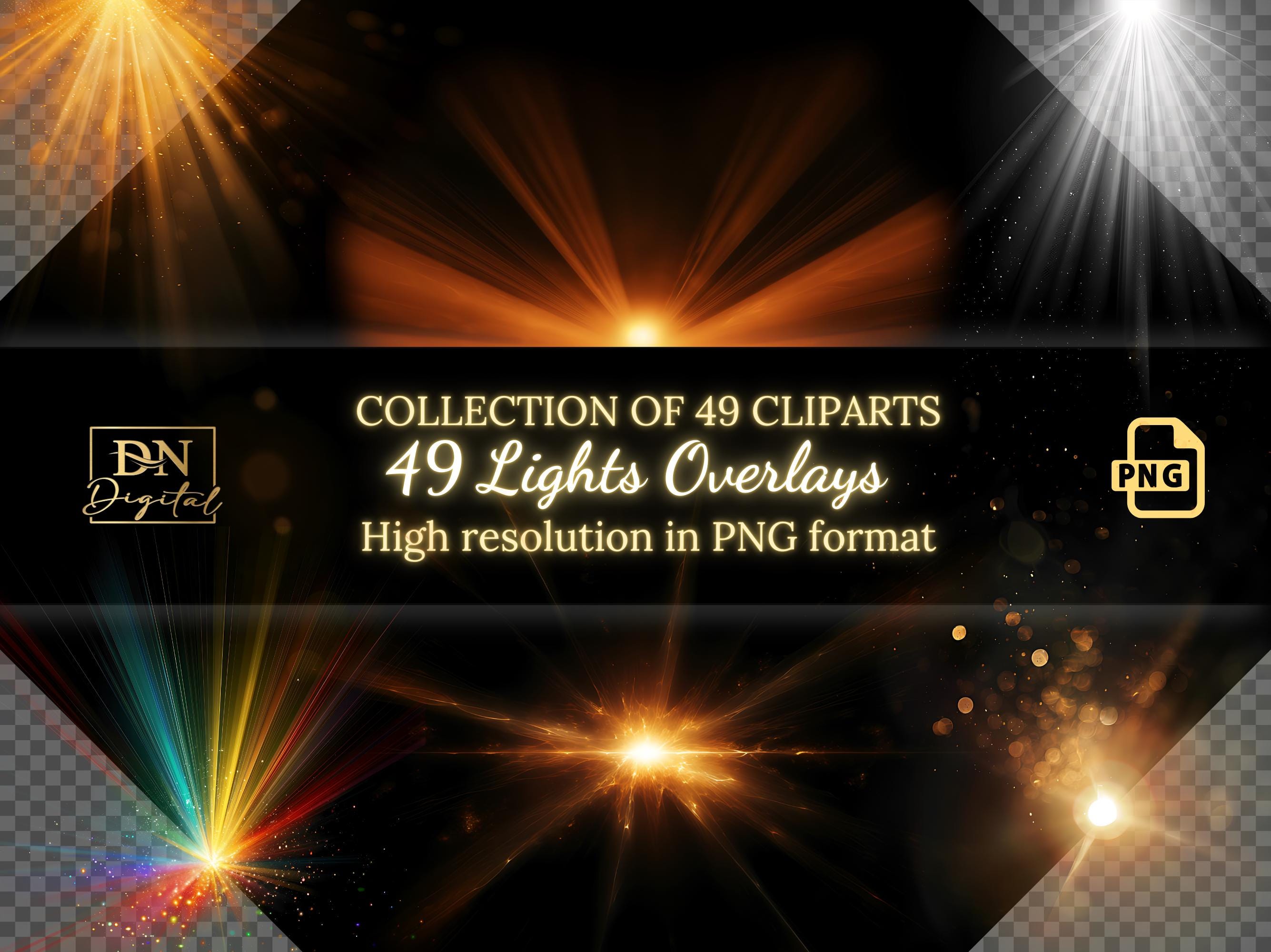 49 Light Photo Overlays/Clipart • Realistic Sun Flare Photoshop Overlay • Sunset Clipart • Sunlight Overlays for any photo editor