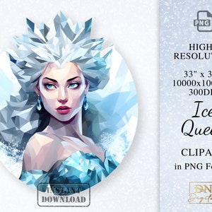 Clipart Ice Queen • Sticker numérique Ice Queen • Haute résolution • Format PNG • Impression et découpe • Téléchargement instantané • Impression à la demande
