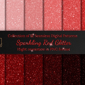 Collection de motifs numériques transparents à paillettes rouges scintillantes • Papier numérique transparent à paillettes violettes glamour