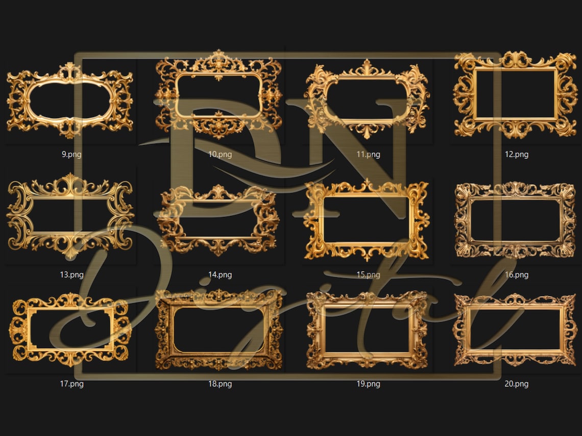 20 Beautiful Antique Gold Frames Clipart Collection With Free Etsy