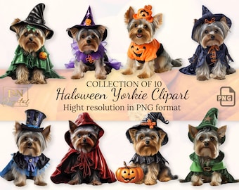 Halloween Yorkshire Terrier Clipart Collection •  Halloween Yorkie PNG Photo •  Cute Dog Clip Art •  Dog Portrait Photo • Digital Stickers