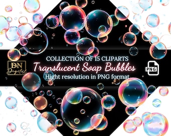 Translucent Soap Bubbles Overlays Clipart Collection • Ethereal Bubble Bliss Overlays  for Stunning Effects • PNG Clip Art •Digital Overlays