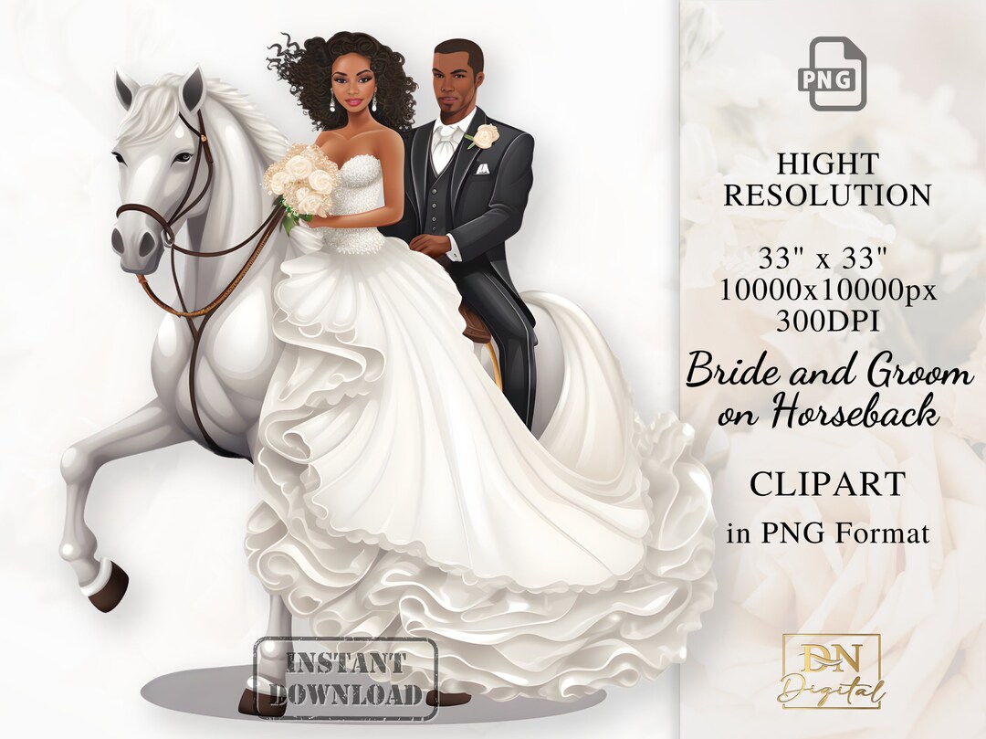 Bride And Groom On Horseback Clipart With Free Commercial License Bride