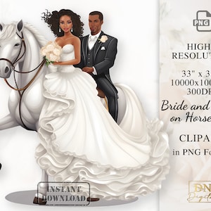 Noiva e noivo a cavalo clipart com licença comercial gratuita • Ilustrações de noiva e noivo • Aquarela Dia de casamento romântico