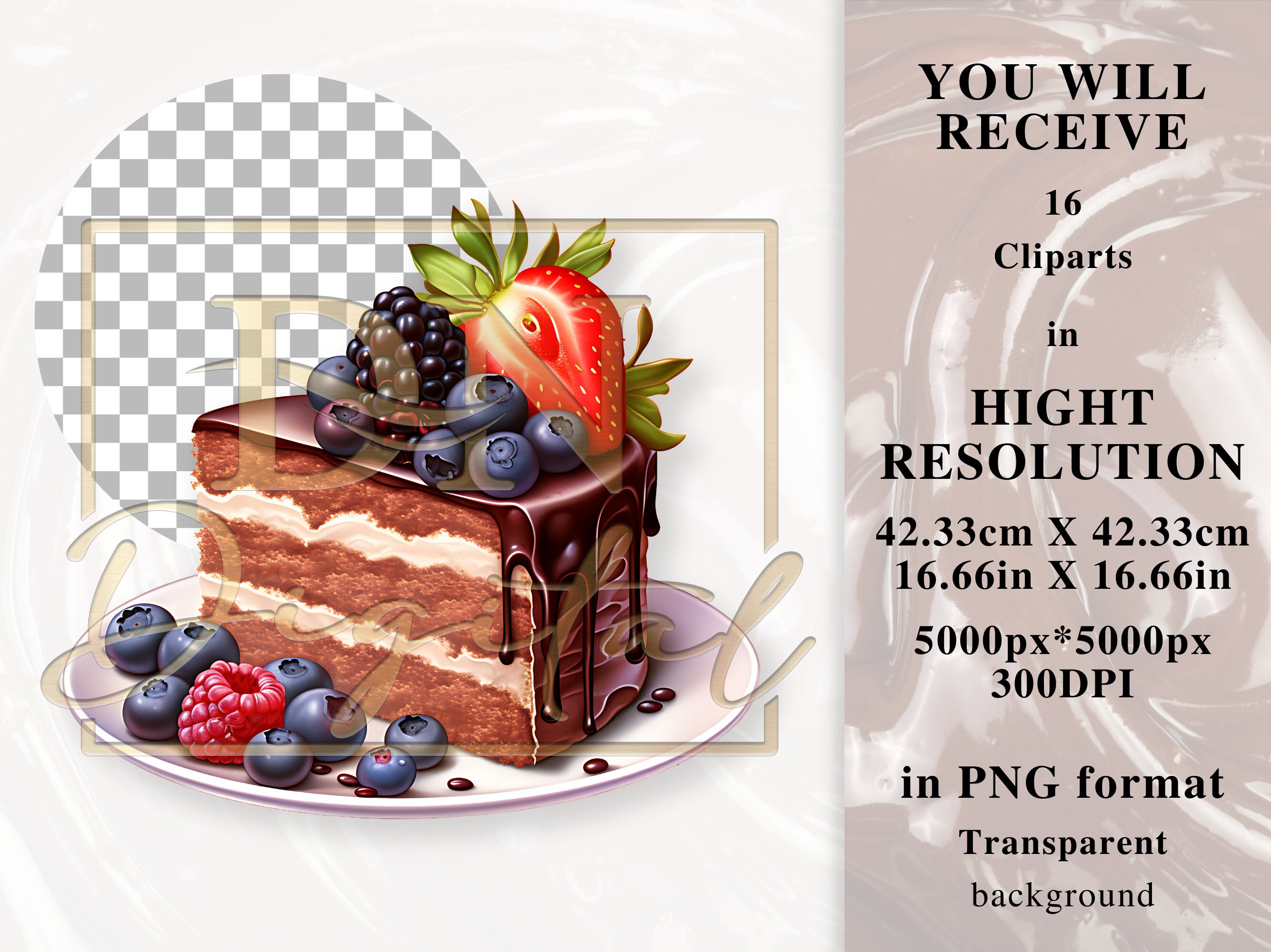 Chocolate Cake Slice Clipart Collection With Free Commercial - Etsy