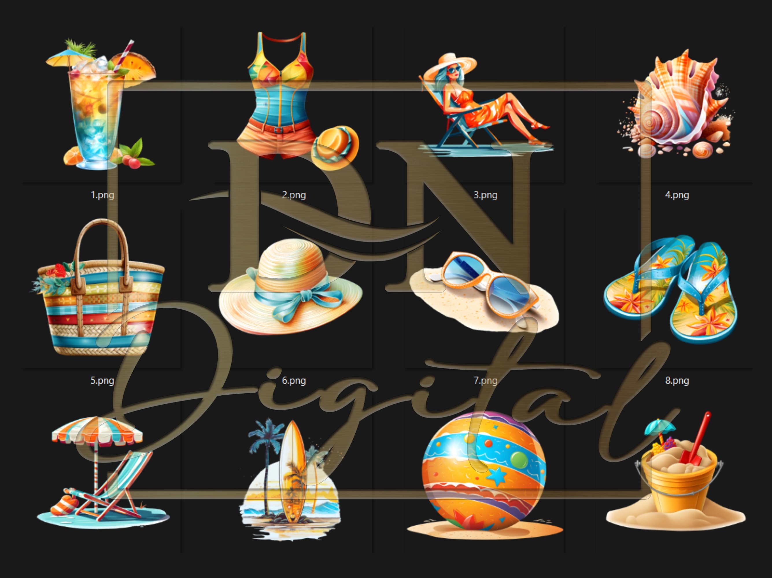 Beach Day Clipart Collection With Free Commercial License • Beach Day ...