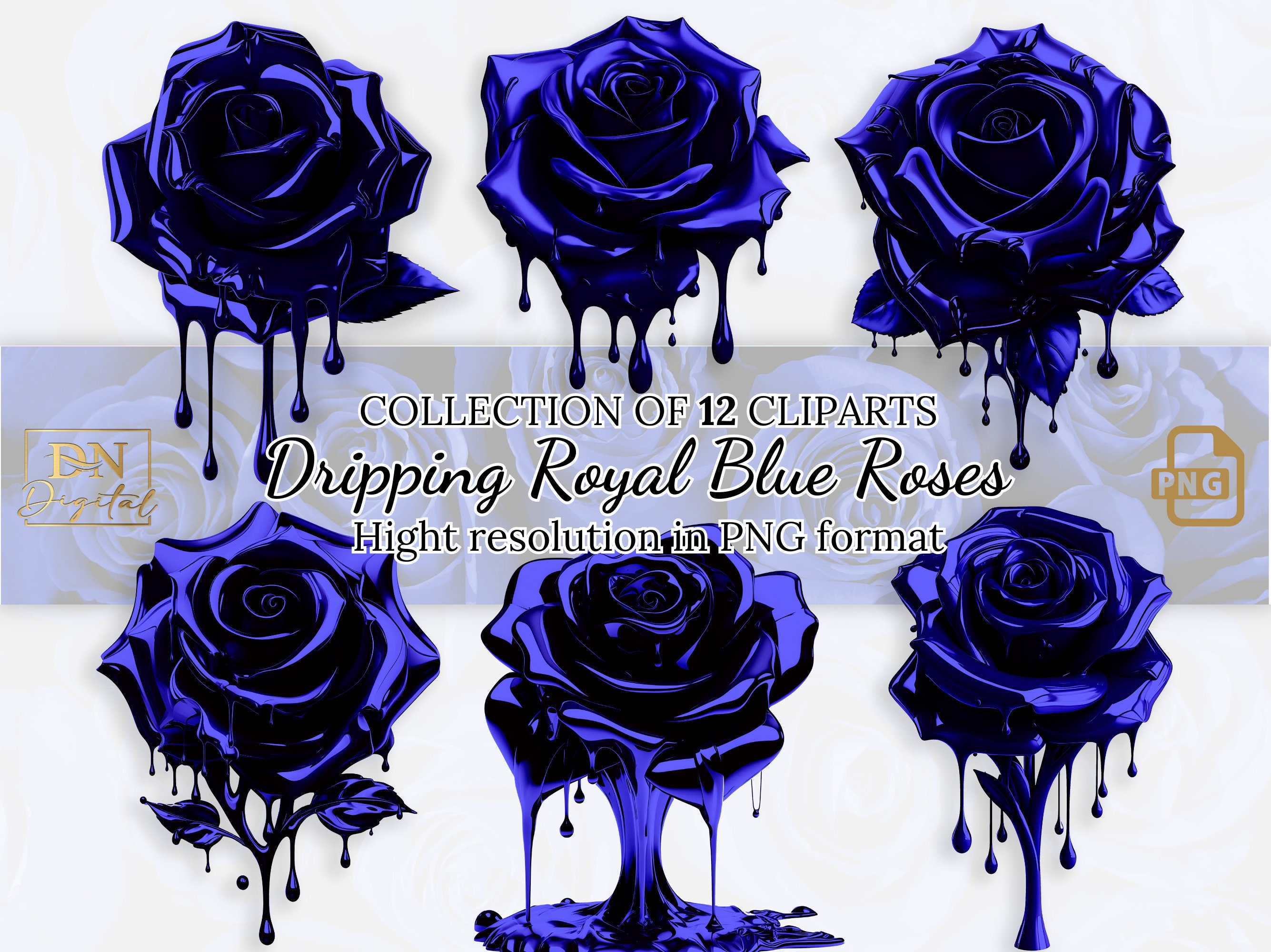 Royal Blue Flowers Glitter Roses 100 Flowers for Bridesmaids