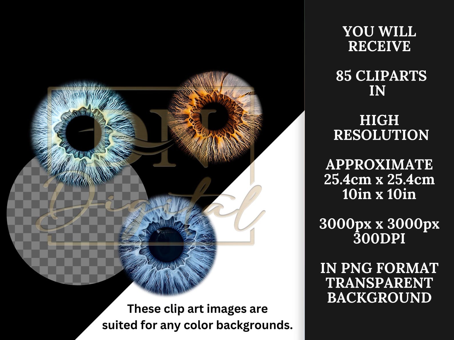 85 Eye Iris Overlays/clipart Collection • High-res Realistic Eye ...