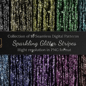 Sparkling Glitter Stripes Seamless Digital Patterns Collection • Seamless Glamour Glitter Stripes Digital Paper