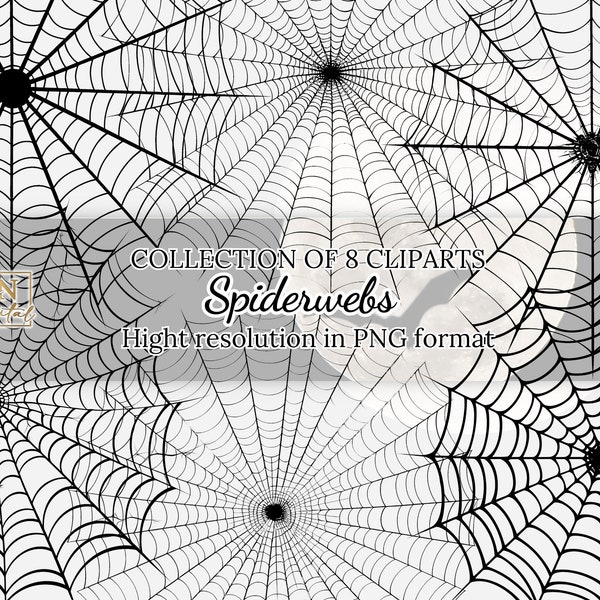 Spiderwebs Clipart Collection for Creative Design • Spiderweb PNG Photo • Halloween Clip Art • Digital Stickers