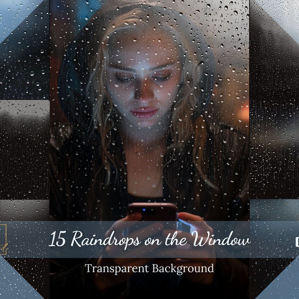 15 Window Raindrops Photo Overlays/Clipart •Window Droplets Photoshop Overlay •Water Drops on the Glass Clipart Collection • Realistic Rain