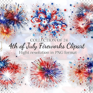 Collection de cliparts des feux d'artifice du 4 juillet avec licence commerciale gratuite • Illustrations de feux d'artifice • Haute résolution