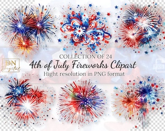 4th of July Fireworks Clipart Collection With Free Commercial License • Fireworks Illustrations • Hight Resolution