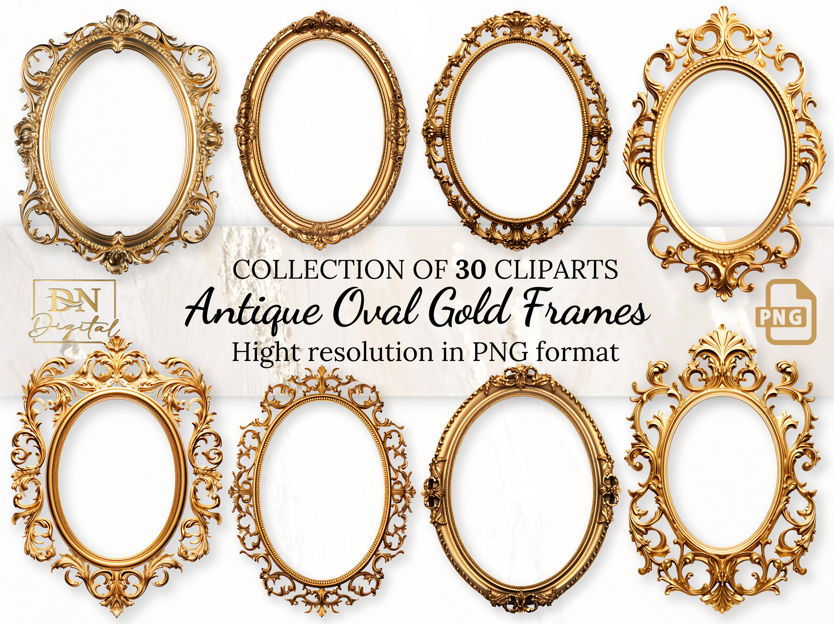 Antique Oval Gold Frames Clipart Collection With Free Etsy